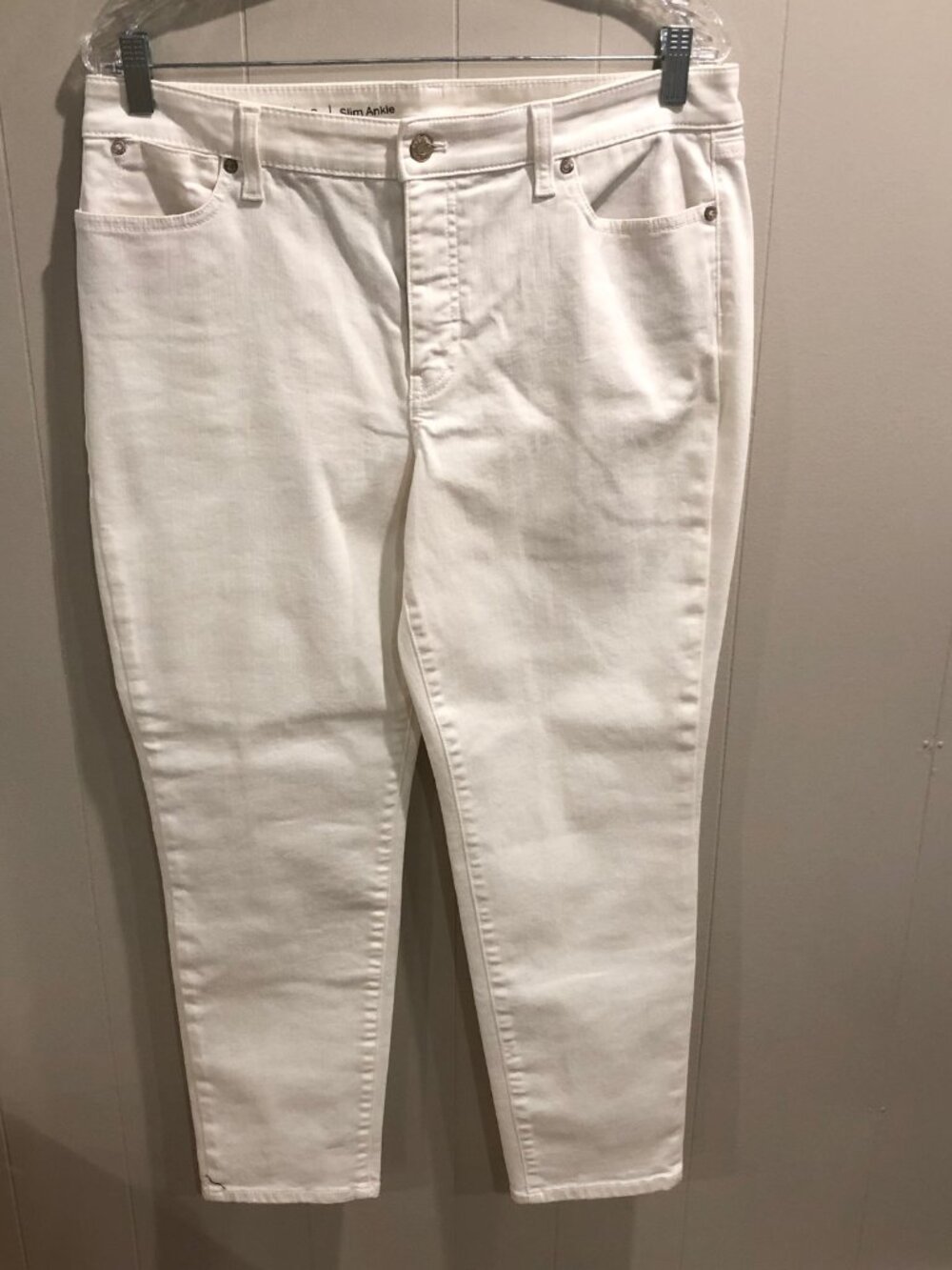 Talbots Flawless Slim Ankle White Jeans, Size 12P